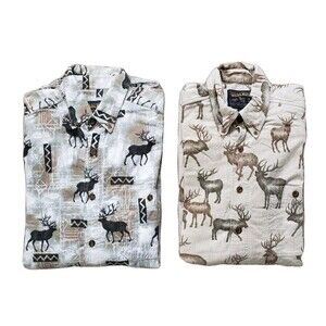 Lot Of 2 VTG Woolrich Caribou Sz Large Mens Thick Long Sleeve Button Down Shirts